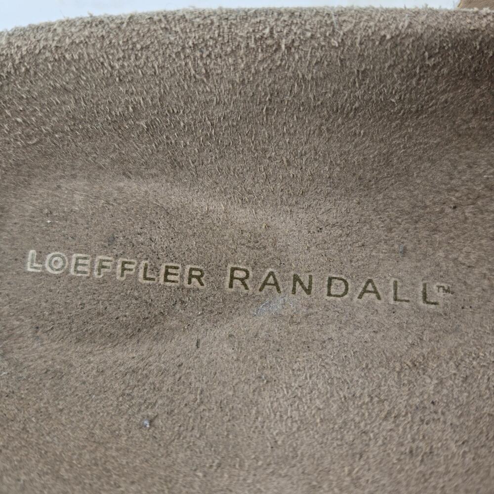 Loeffler Randal Sandals Womens 9 Slip On Cork Cream Snake Print Silver Leather - Picture 10 of 13